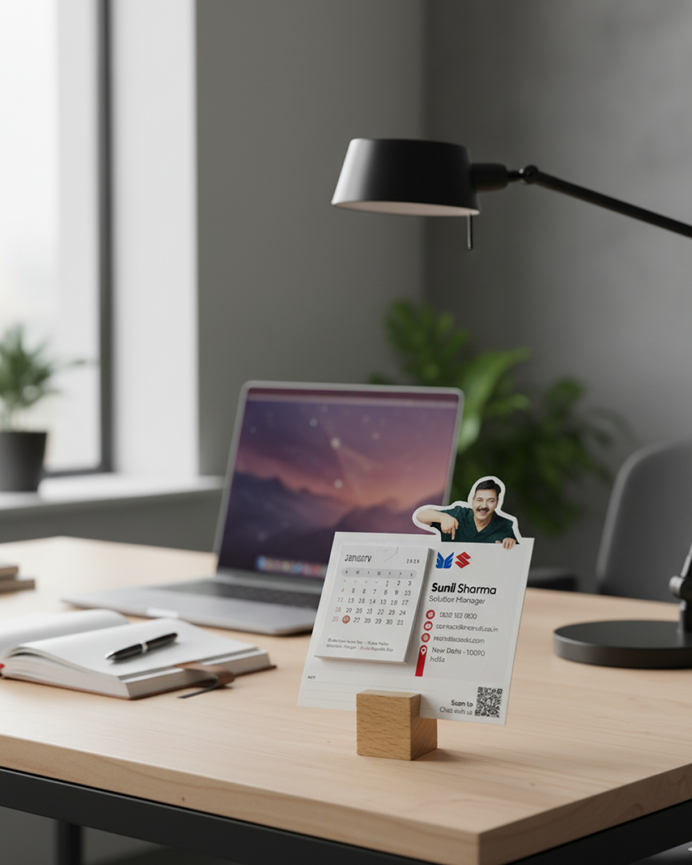 BrandDesk - Custom Business Mini Desk Calendar 2026 With Wooden Stand