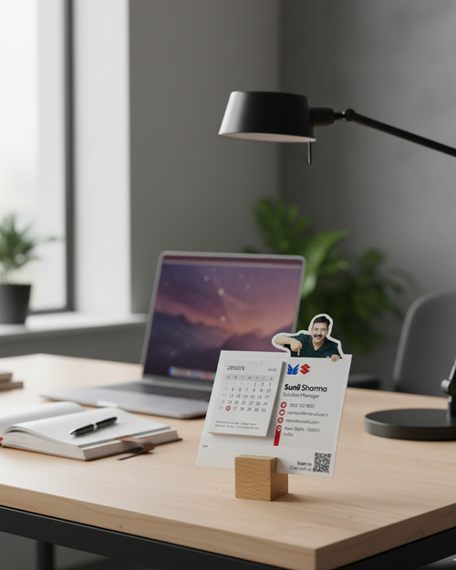 BrandDesk - Custom Business Mini Desk Calendar 2026 With Wooden Stand