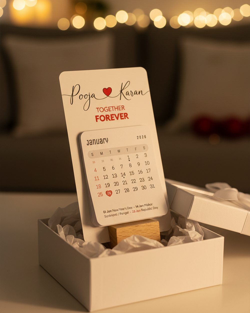 Personalized Couple Name Mini Desk Calendar 2026