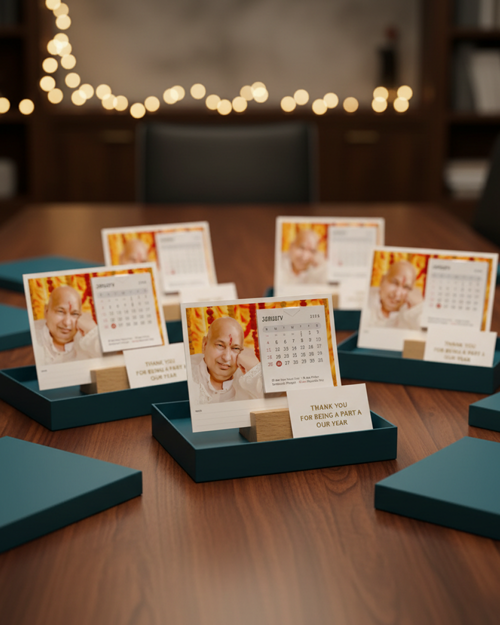 Personalized Memories One Photo Mini Desk Calendar 2026 With Wooden Stand