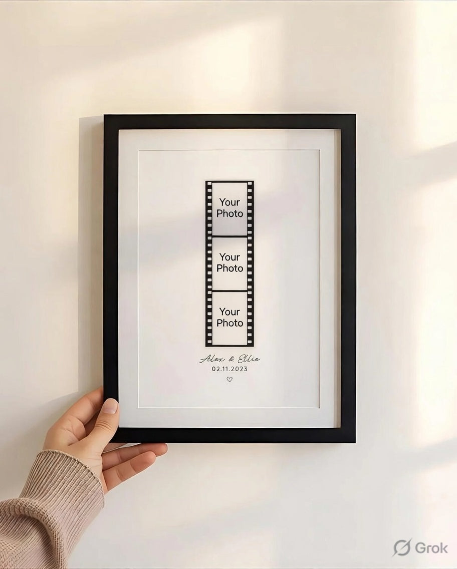 Personalized Wedding Film Strip Frame – Custom Photo Strip Couple Gift with Names & Date