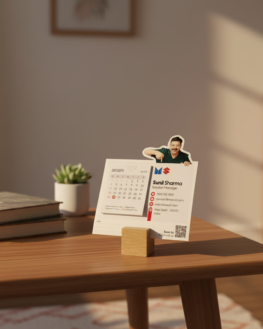 BrandDesk - Custom Business Mini Desk Calendar 2026 With Wooden Stand
