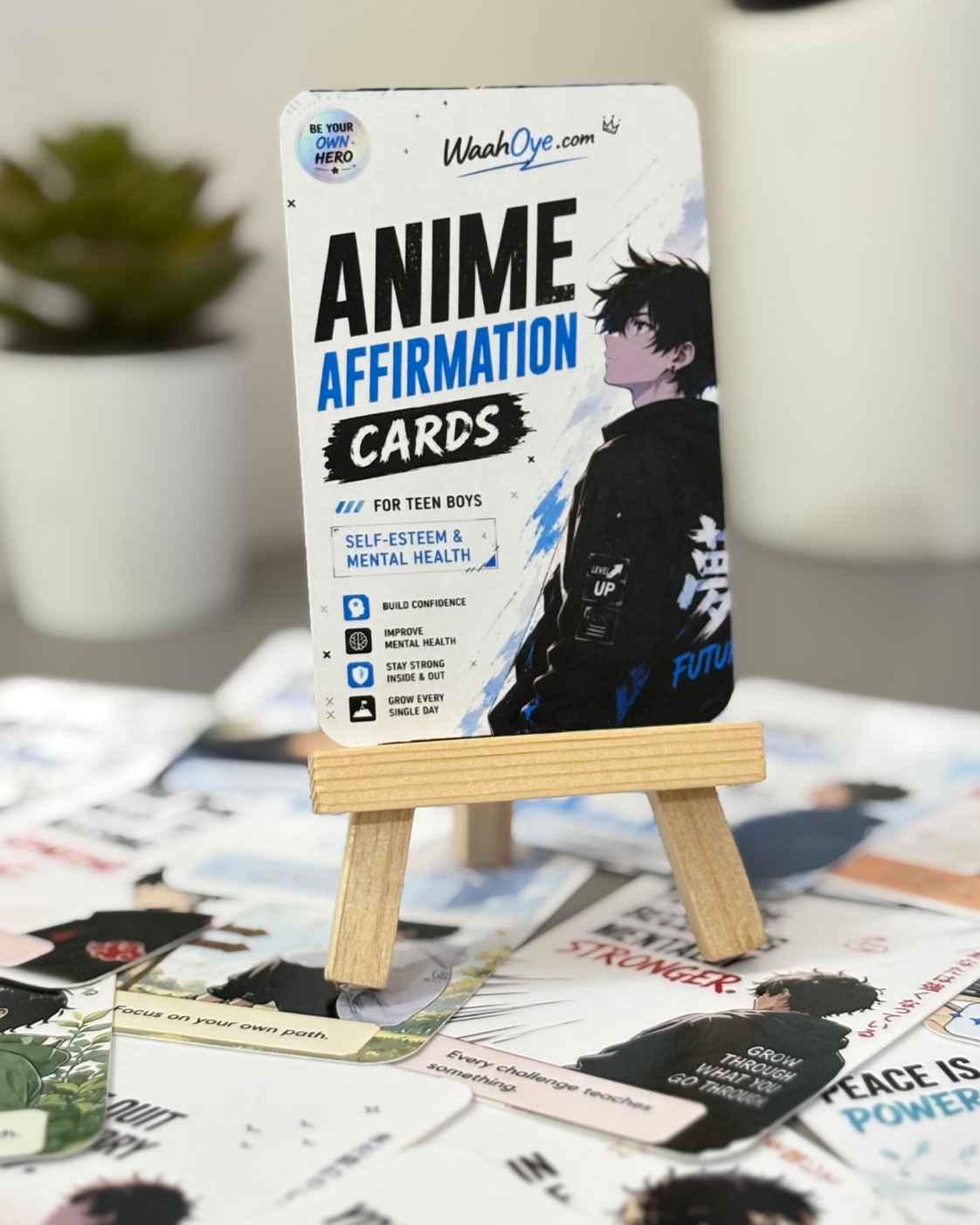 Anime Motivation Pack of 2 COMBO - Anime Affirmation, “I AM” Positive Affirmation Cards