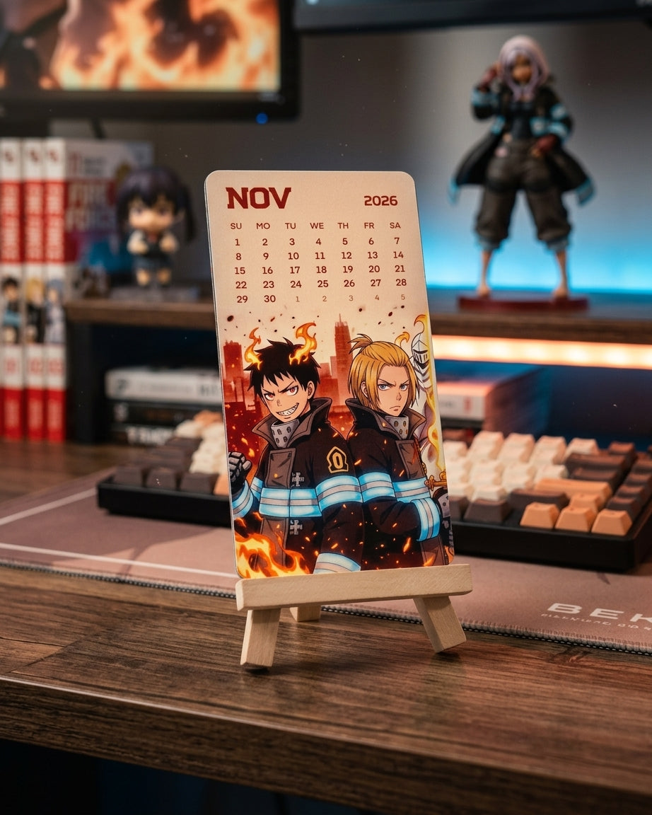 Fire Force Mini Desk Calendar 2026
