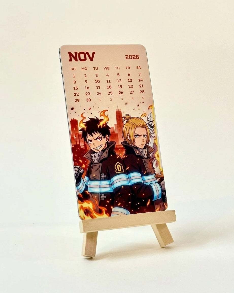 Fire Force Mini Desk Calendar 2026