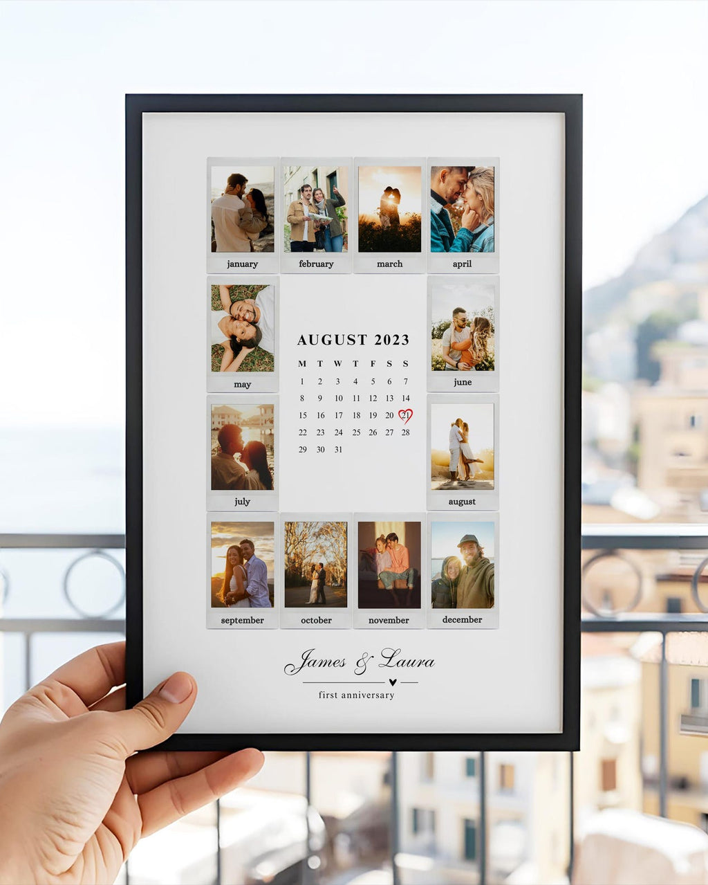 Personalized 12 Photo Calendar Poster – Custom Memory Frame