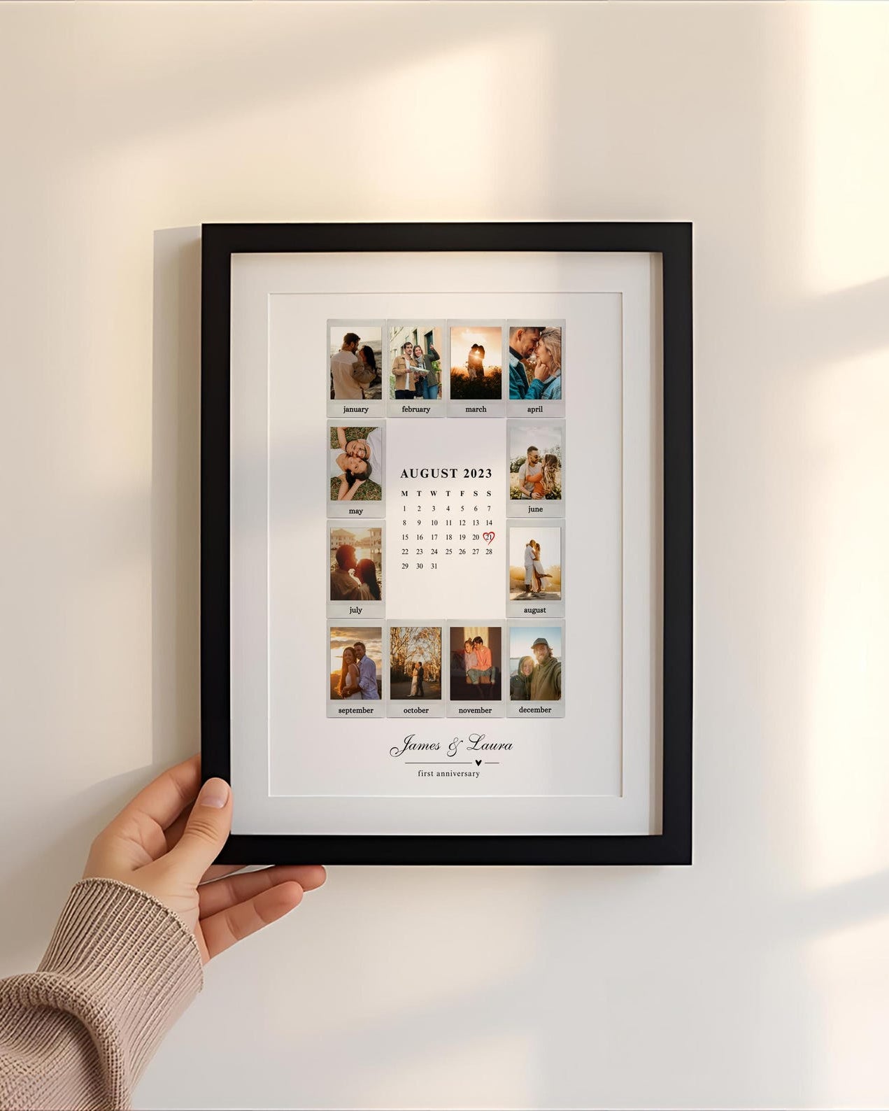 Personalized 12 Photo Calendar Poster – Custom Memory Frame