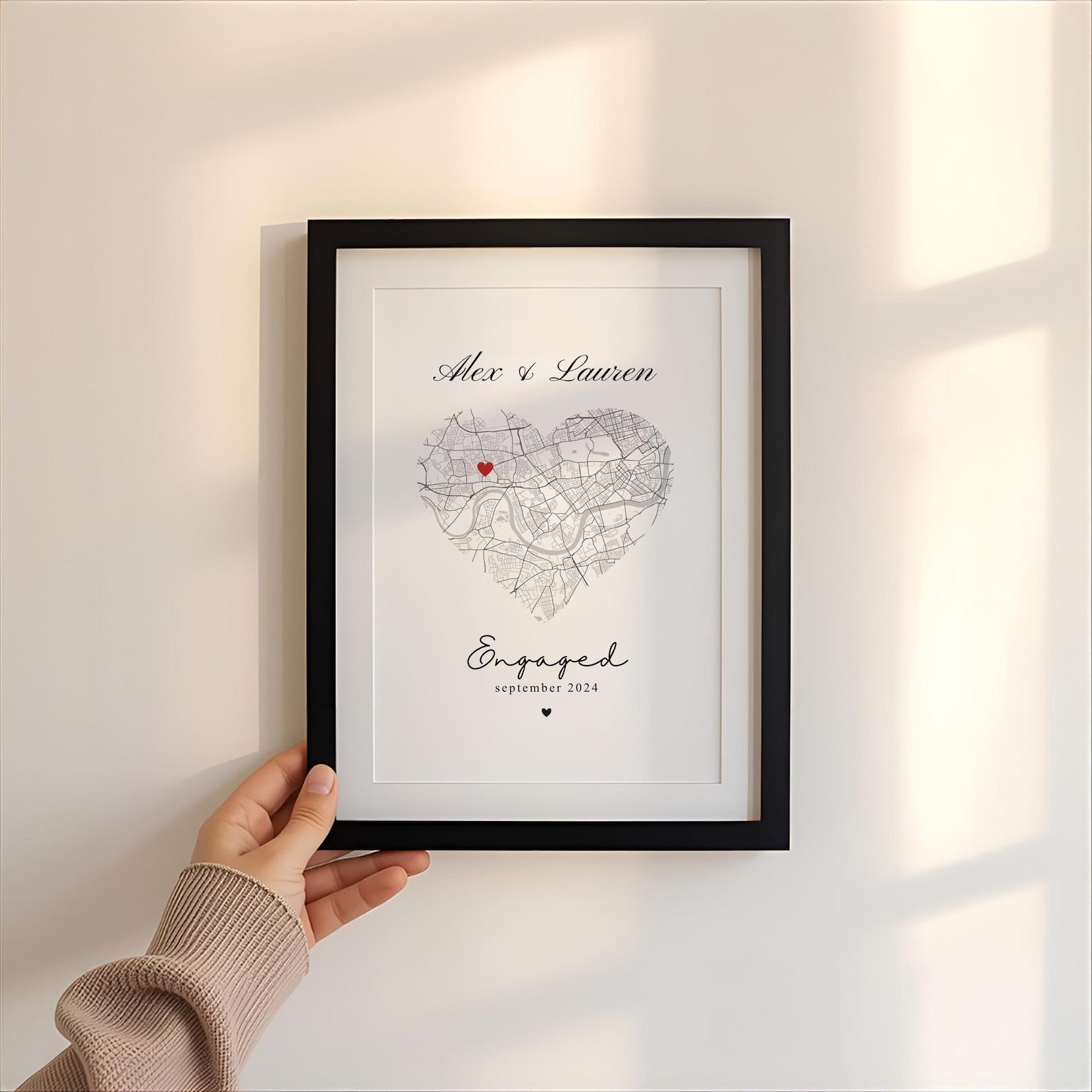 Personalised Engagement Print, Custom Map Print, Engagement Gift, Couple Map, City Print, Locator Map, City Map, Engagement Map, Map Print