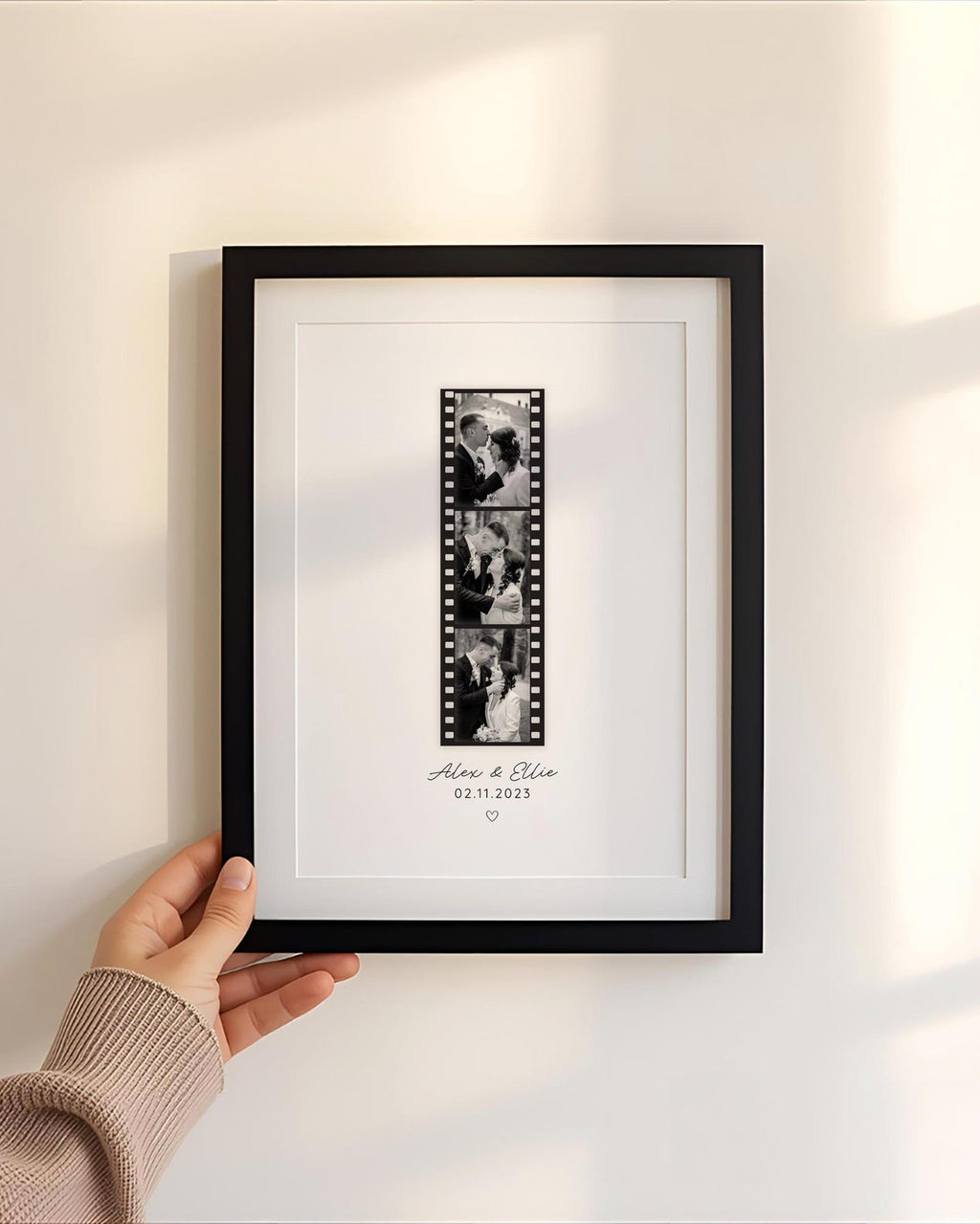 Personalized Wedding Film Strip Frame – Custom Photo Strip Couple Gift with Names & Date