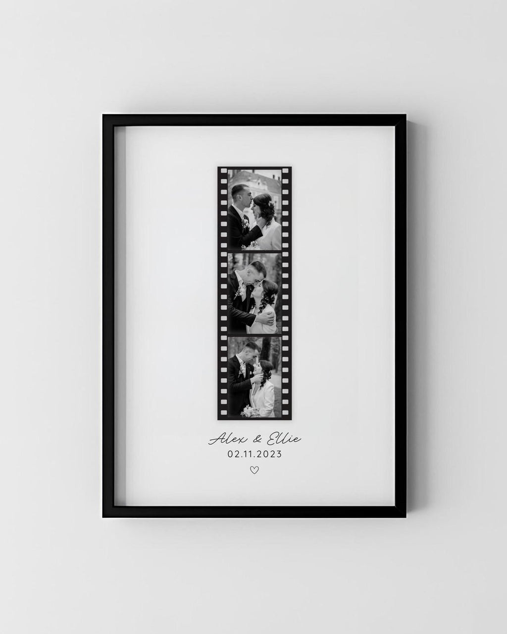 Personalized Wedding Film Strip Frame – Custom Photo Strip Couple Gift with Names & Date