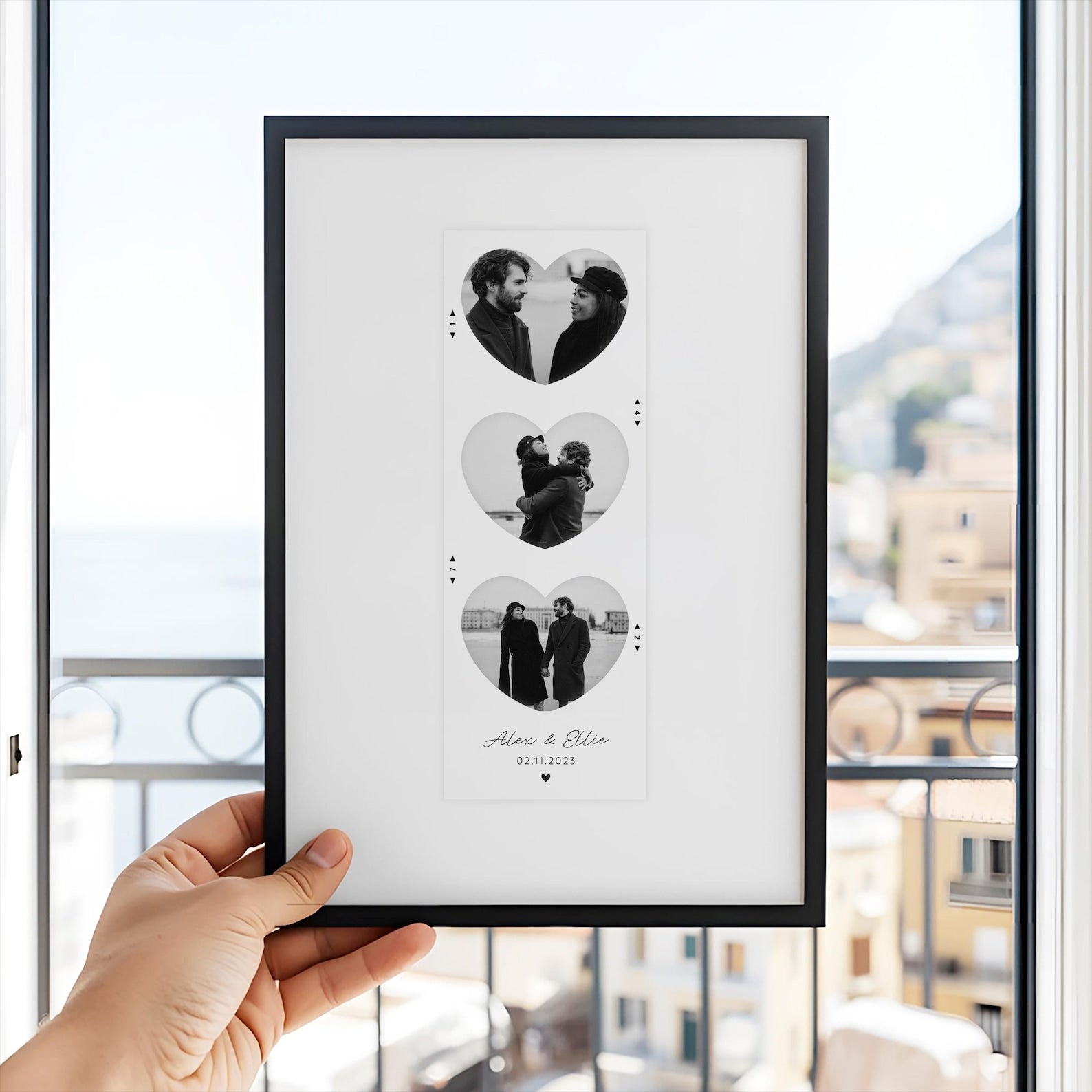 Personalised Couples Anniversary Gift, Heart Shape, Custom Photo Strip Print, Photo Collage Print, Photo Strip Gift, Gift for Him or Her