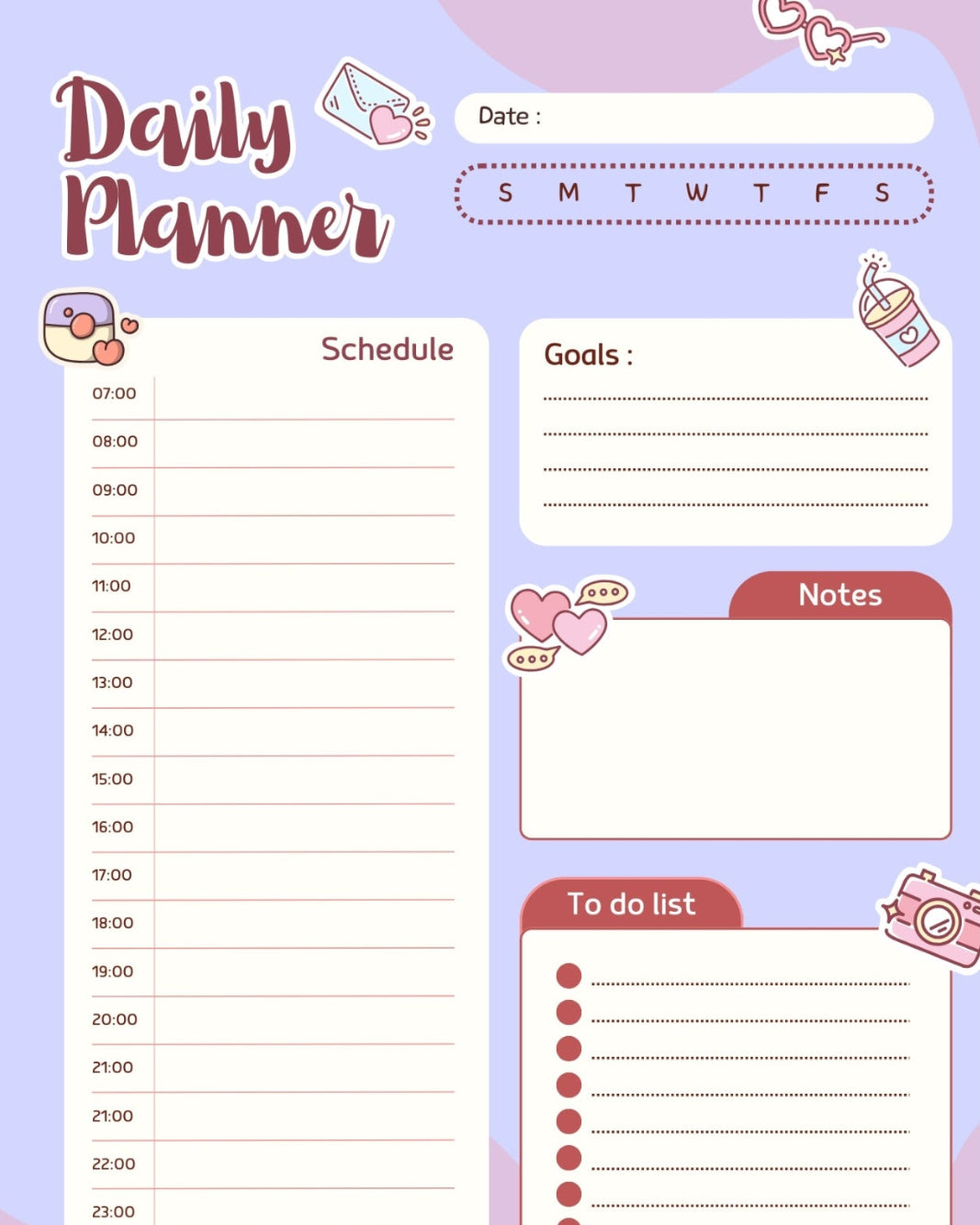 Peachie Days – 24 Hour Daily Planner