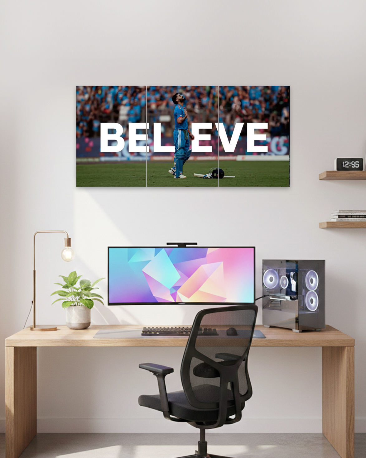 Believe | India Cricket Motivation Split Wall Poster | 3 Piece Set