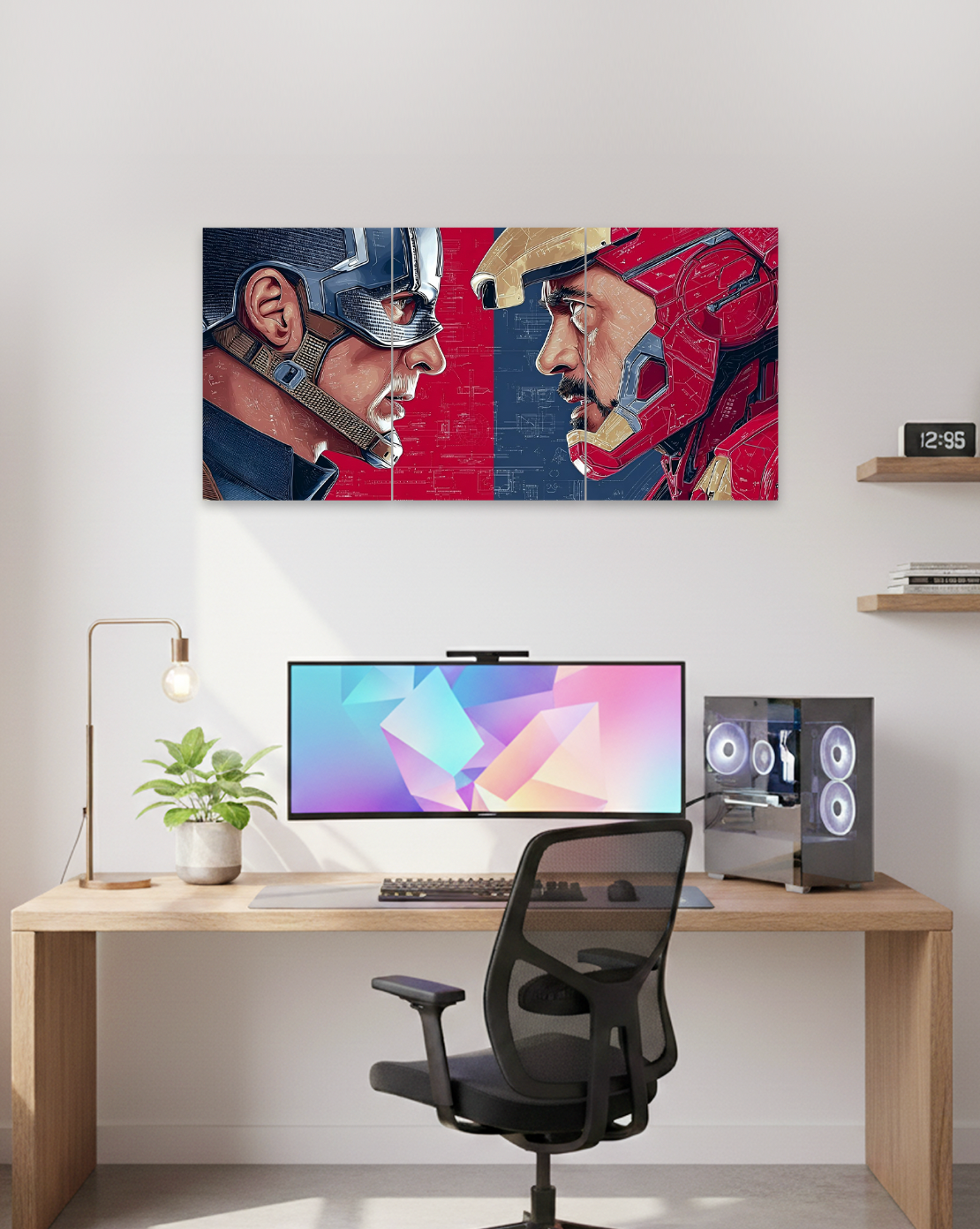 Civil War Clash | Captain vs Iron Hero Split Wall Poster | 3 Piece Set
