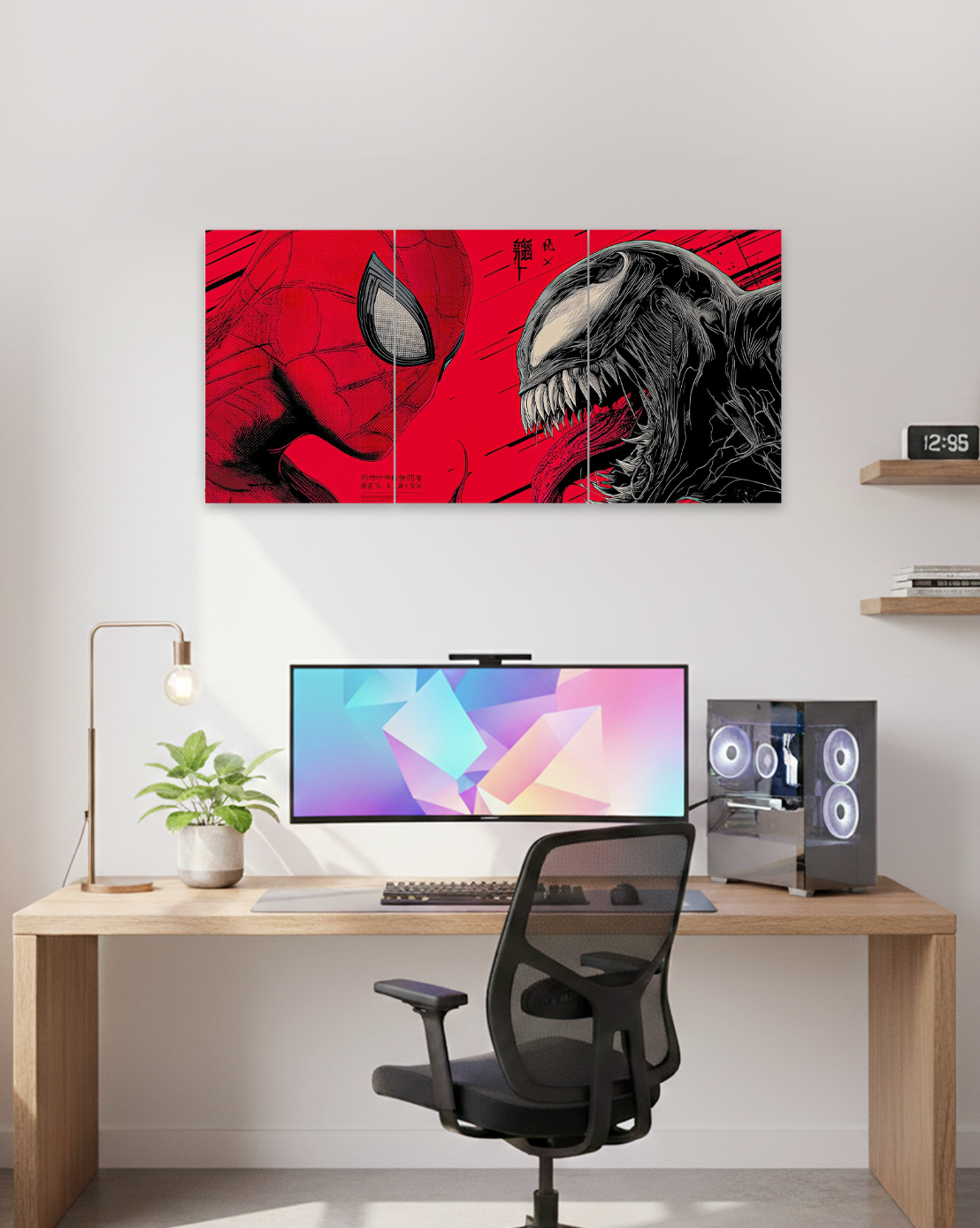 Symbiote Clash | Spider-Man vs Venom Split Wall Poster | 3 Piece Set