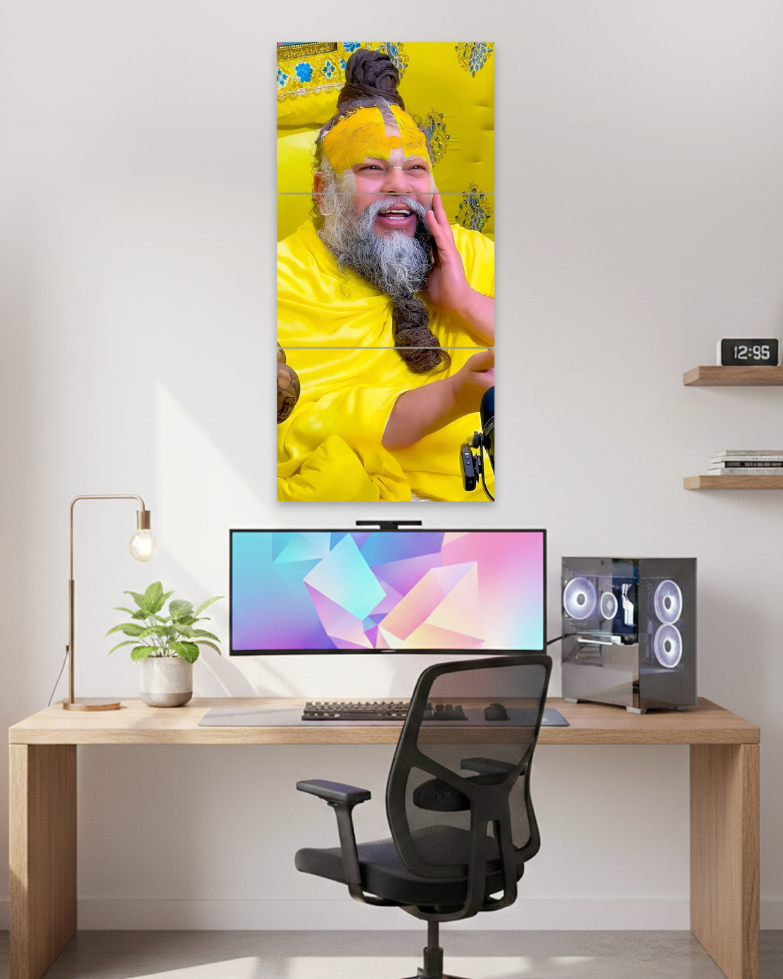 Divine Bliss | Premanand Govind Sharan Ji Maharaj Vertical Split Wall Poster | 3 Piece Set