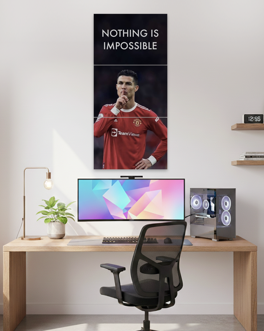 Nothing Is Impossible | Cristiano Ronaldo Motivation Vertical Split Wall Poster | 3 Piece Set