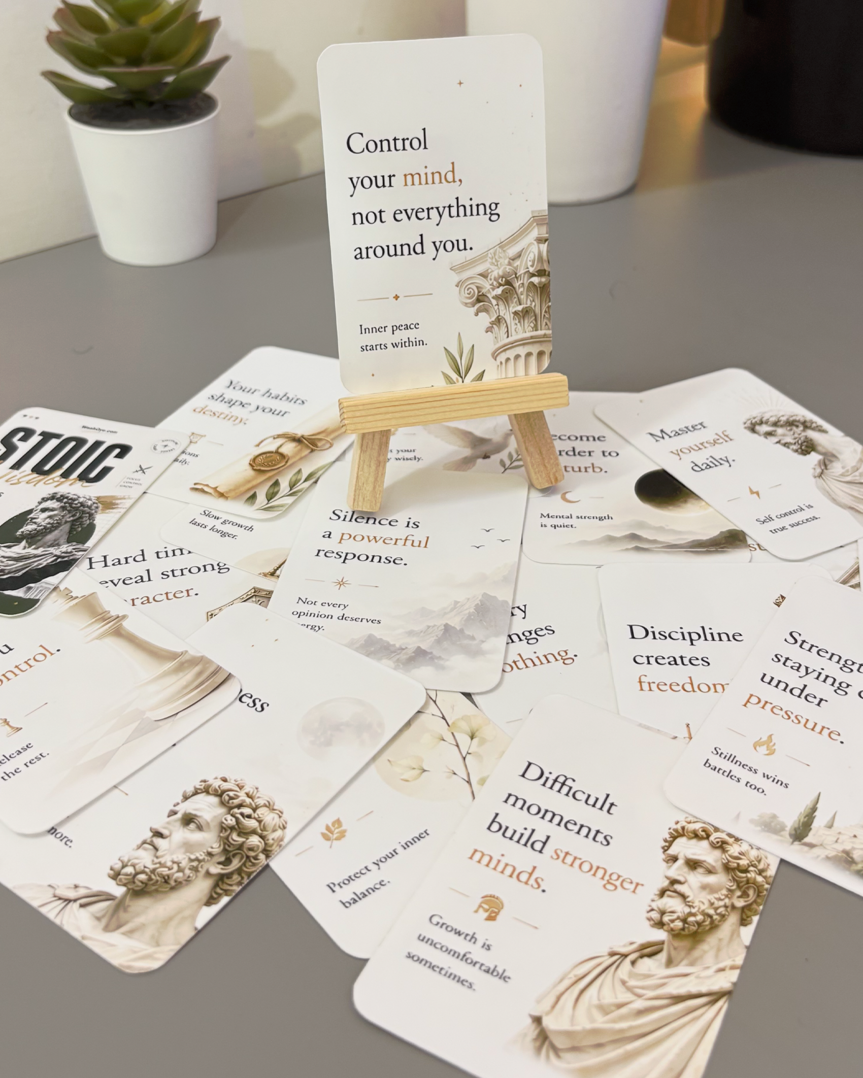 Stoic Wisdom Cards - Free Stand
