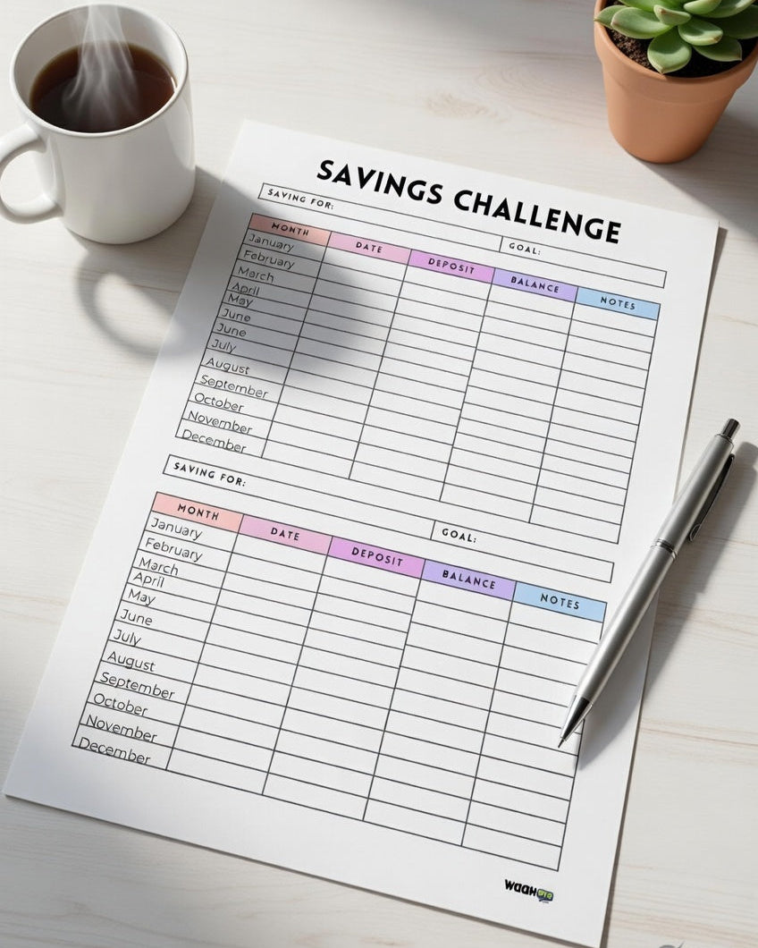 Savings Challenge Planner – Money Saving Tracker | Budget & Financial Goal Planner