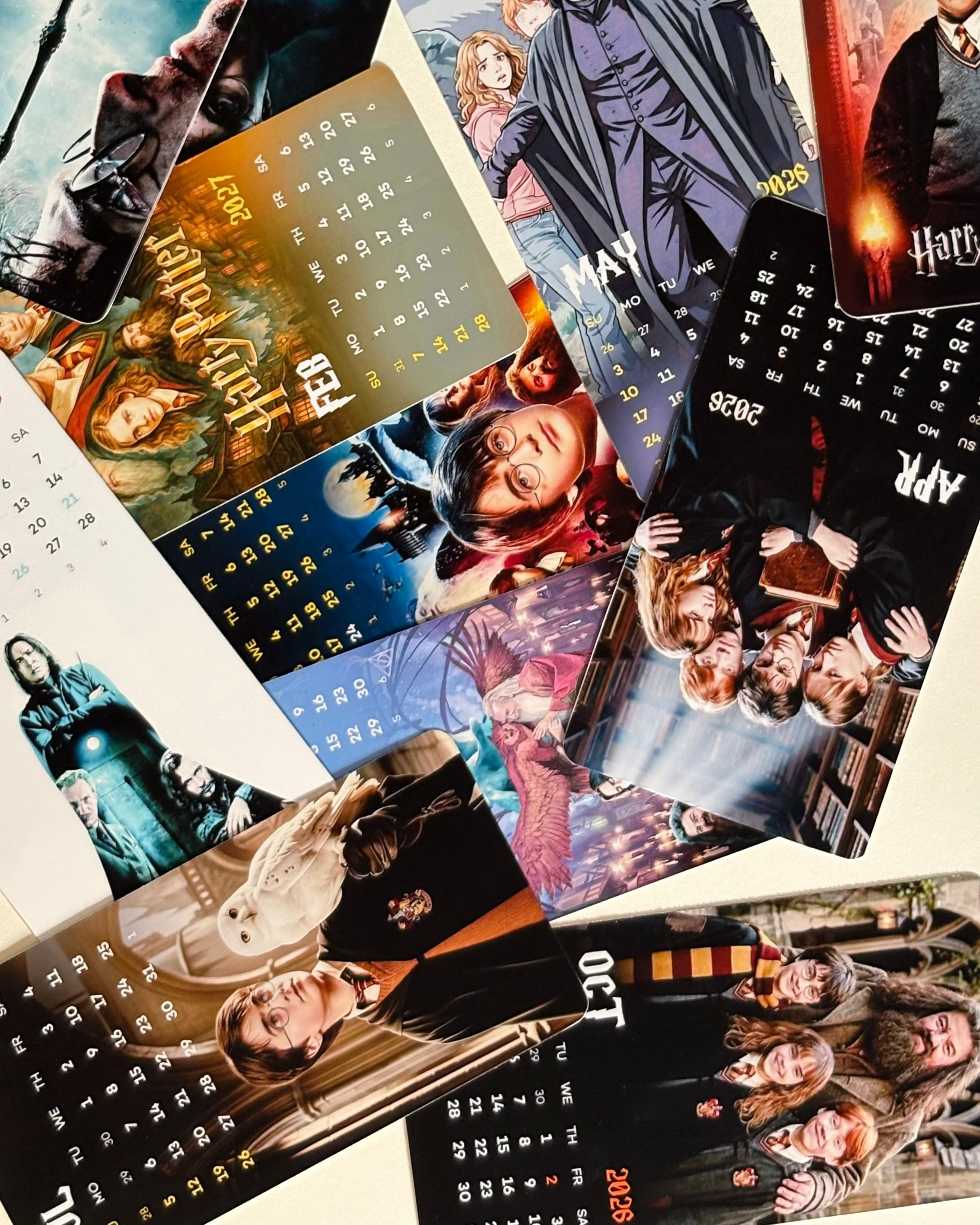 Calendar with Harry Potter-themed images and scenes