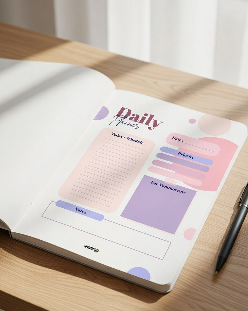 Cute Pink Purple Daily Planner – Aesthetic Organizer with Priority & Tomorrow Section