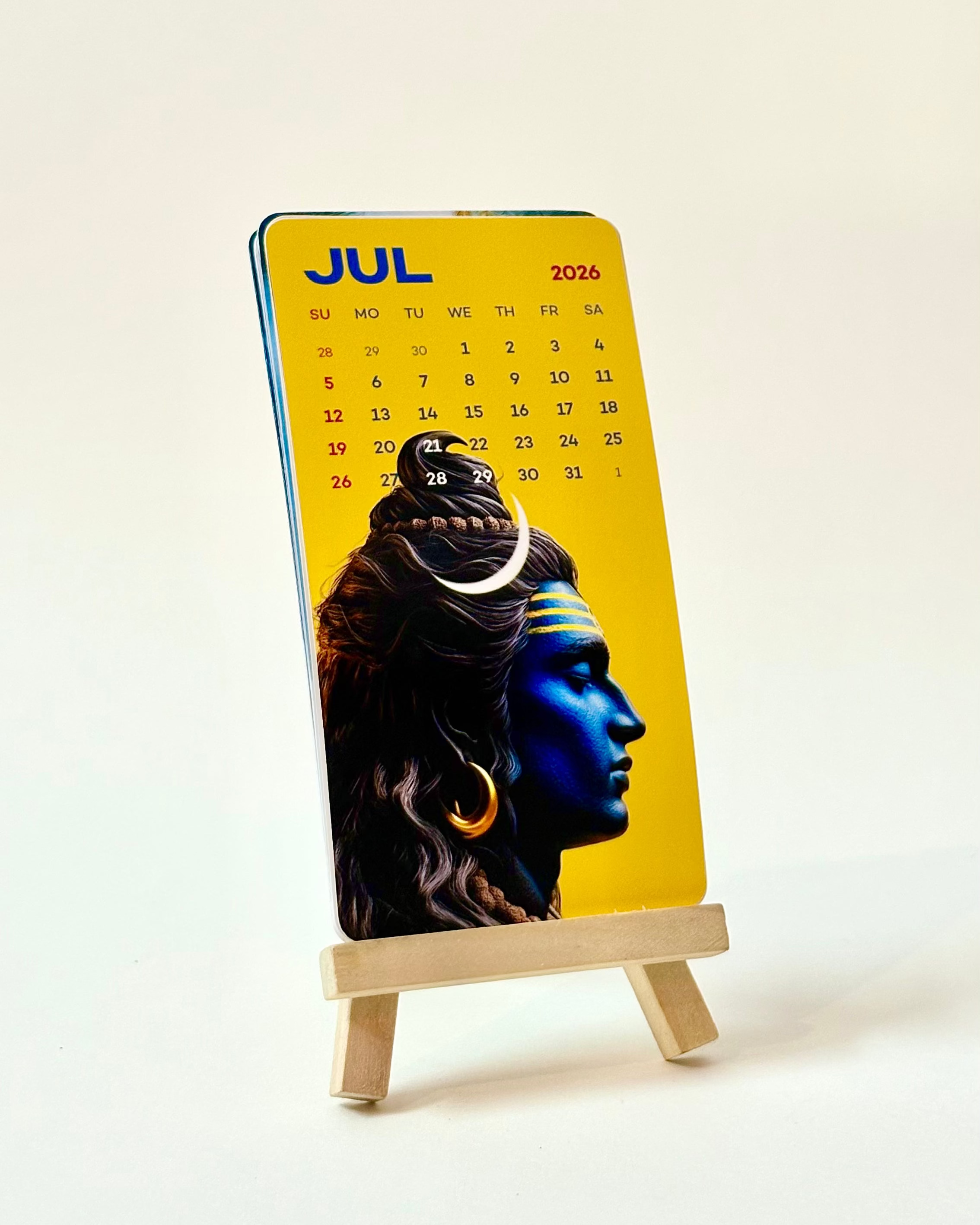 Lord Shiva Mini Desk Calendar 2026 With Free Wooden Stand