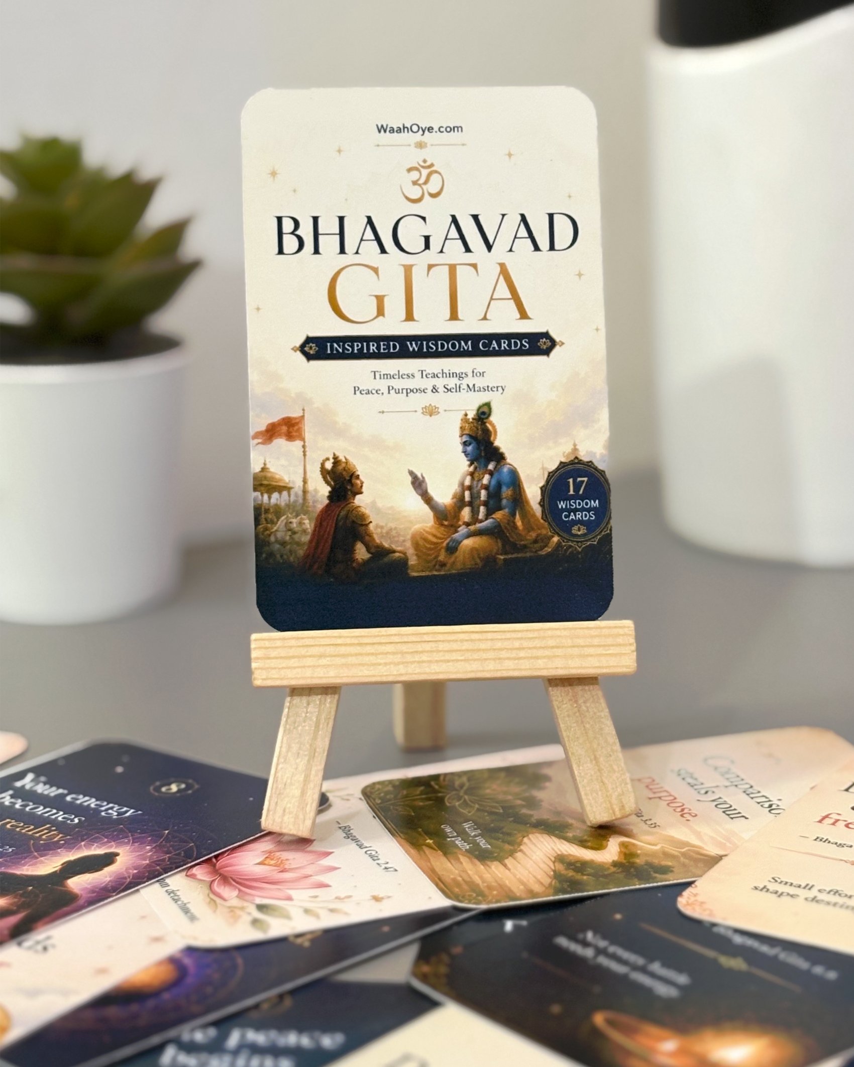 Wisdom Master Pack of 5 COMBO - Stoic Wisdom, “I AM”, Japanese Wisdom, Bhagavad Gita, Financial Abundance Affirmation Cards