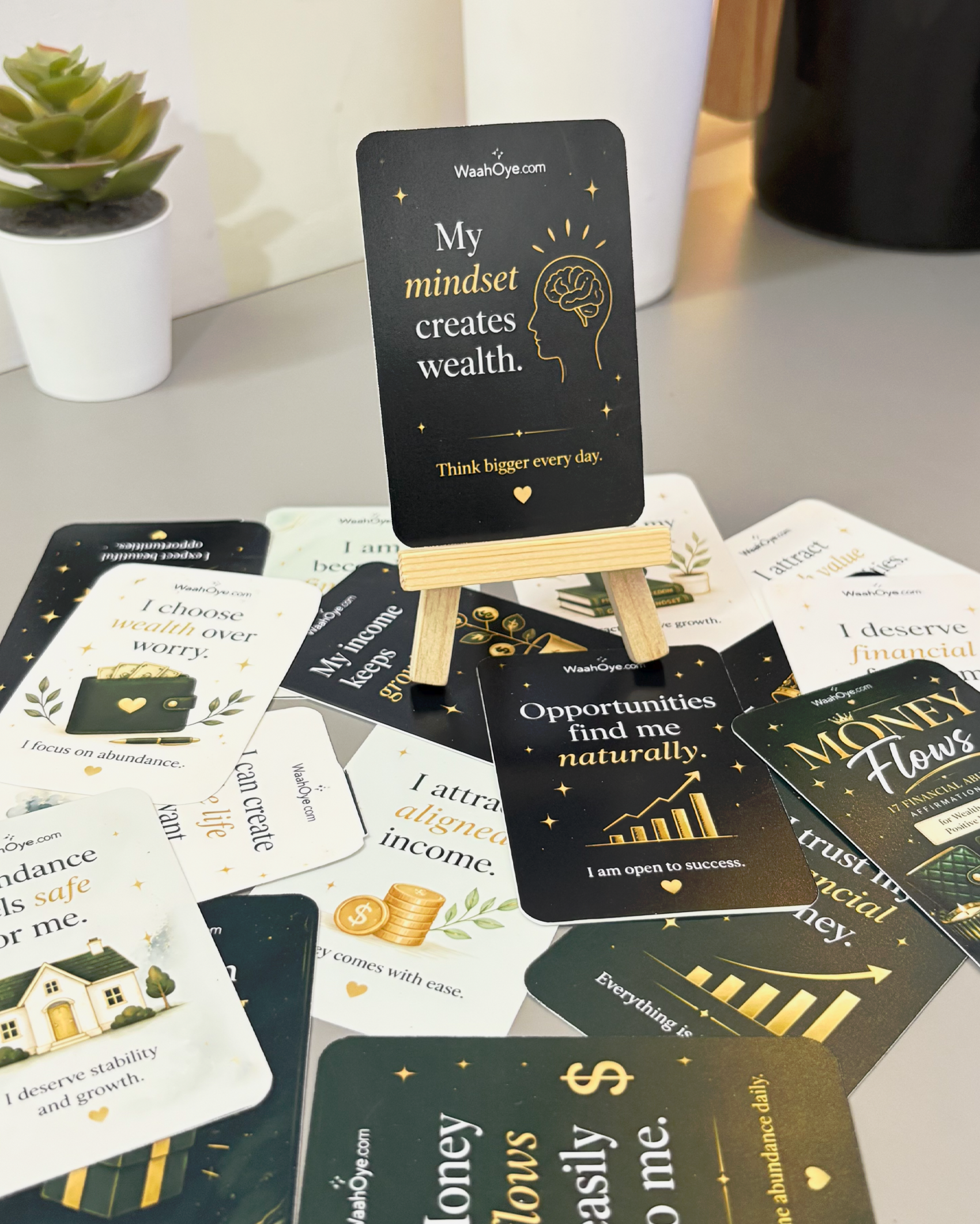 Financial Abundance Affirmation Cards - Free Stand