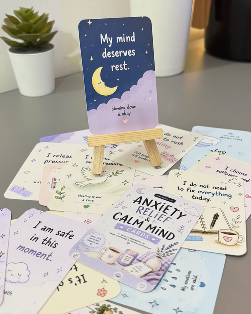 Anxiety Relief & Calm Mind Cards - Free Stand